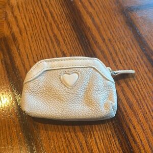 Brighton Light Grey and Cream Leather Coin Purse with Heart Detail